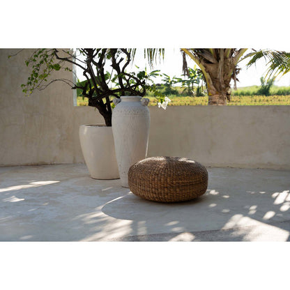 Natural Hyacinth Pouffe Ottoman - Medium Size