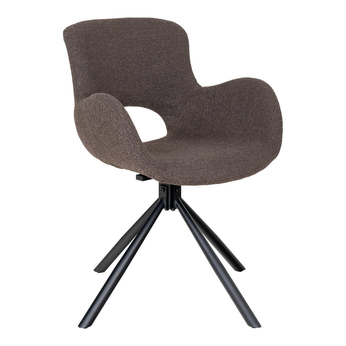 Amorim Dining Chair - Mushroom Bouclé, Black Swivel Base - Set of 2