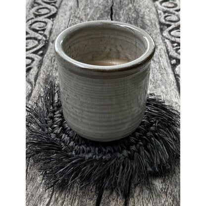 Posavasos con Flecos de Rafia - Negro