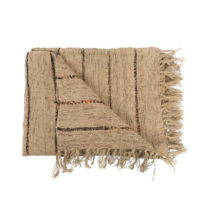 Cotton Throw Blanket - Beige Black Plaid