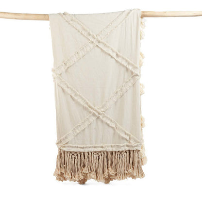 Natural Cotton Berber Bed Throw - Soft & Durable Accent
