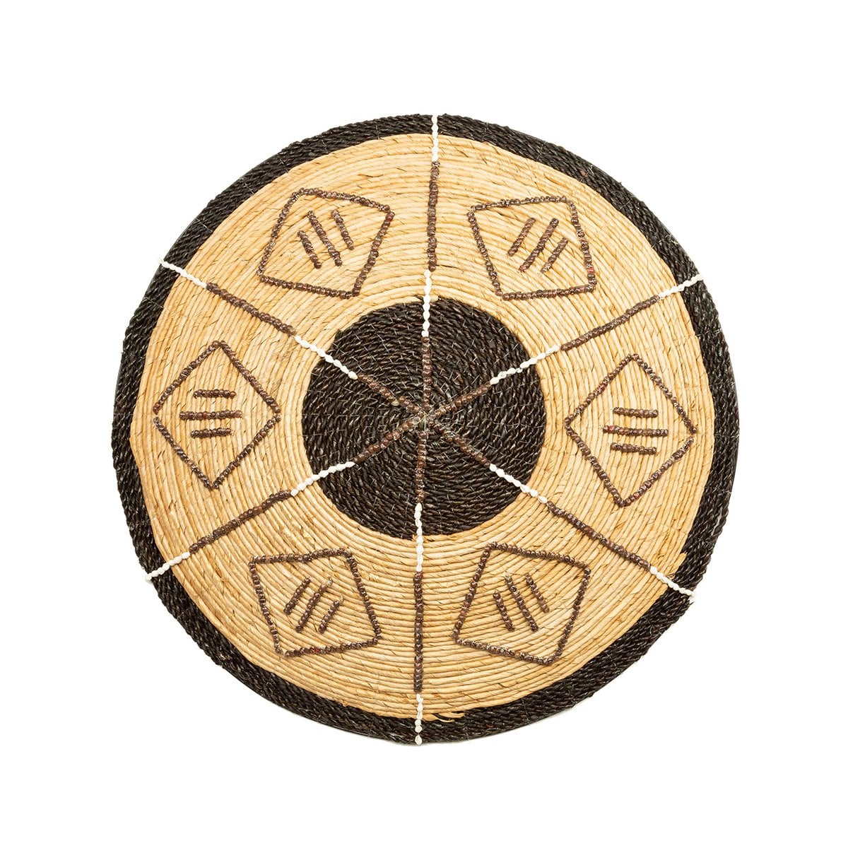 Woven Wall Plate - Handwoven Ethnic Decor with Black Details