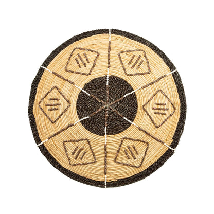 Woven Wall Plate - Handwoven Ethnic Decor with Black Details