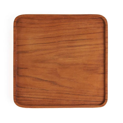 Teak Plate - Square Natural Wood Plate for Snacks - Small