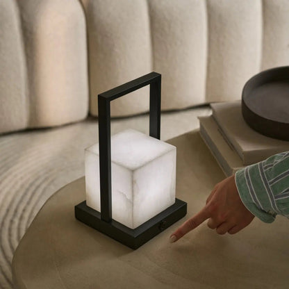 Nola Rechargeable Table Lamp Made of Alabaster l Three Light Modes & Rechargeable