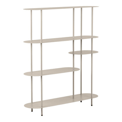 Rieti Shelving unit, 5 shelves, asymmetrical, metal, sand, 31x118x139 cm
