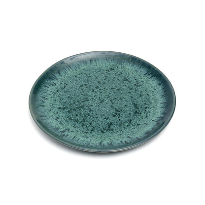 Stoneware Salad Plate - Aqua Blue Ceramic Dinner Plate