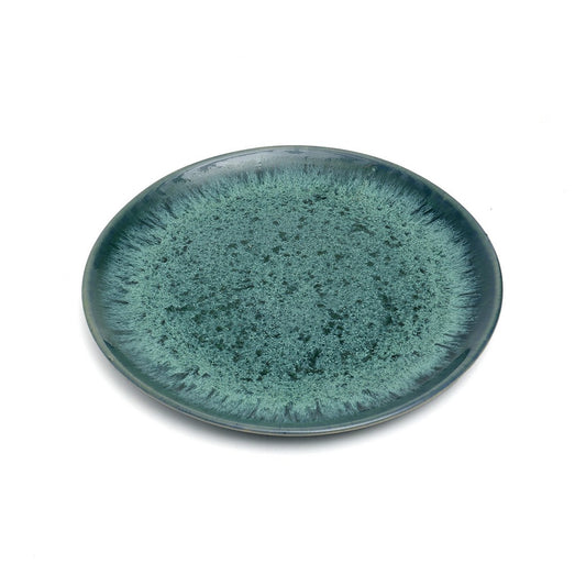 Stoneware Salad Plate - Aqua Blue Ceramic Dinner Plate
