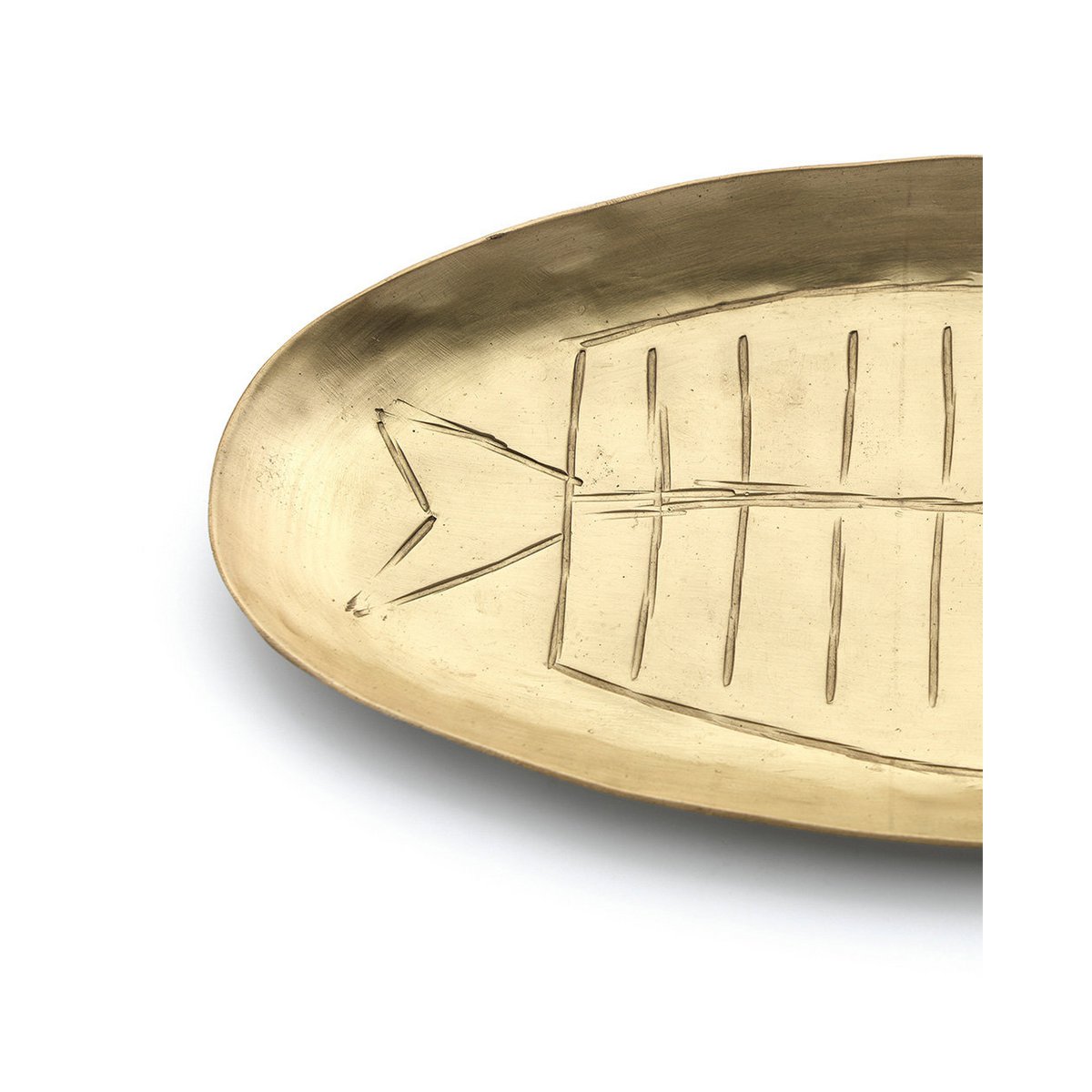 Brass Fish Serving Tray - Golden Decorative Tray, Large