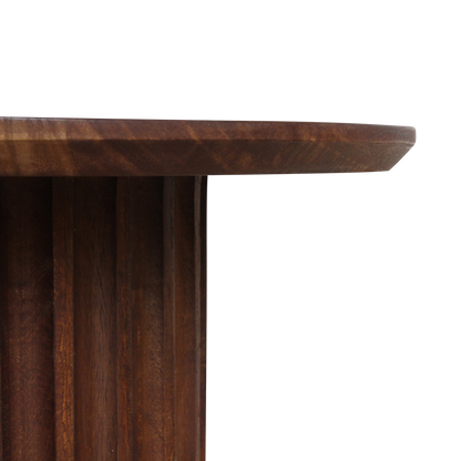 Mango Wood Side Table - Brown Bullnose Accent Table, 55 cm