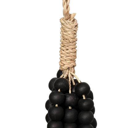 Black Wooden Bead Tassel - Coastal Bohemian Wall Hanging Decor