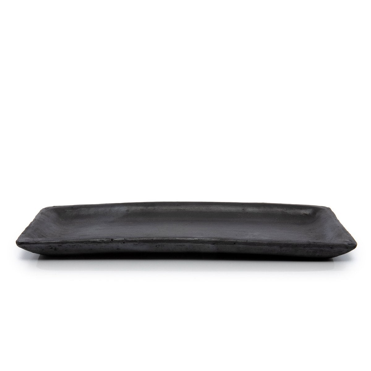 Terracotta Sushi Plate - Black Burned Finish Dinner Plate - Medium