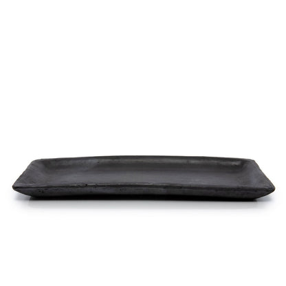 Terracotta Sushi Plate - Black Burned Finish Dinner Plate - Medium