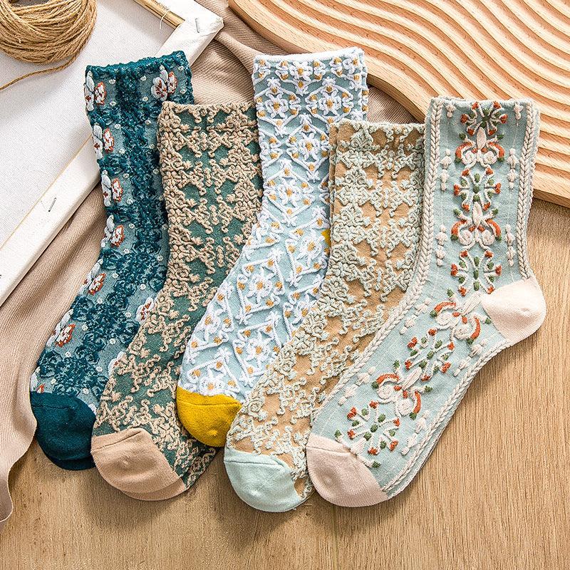 Embroided Summer Anklesocks | Floral Patterns - JUGLANA