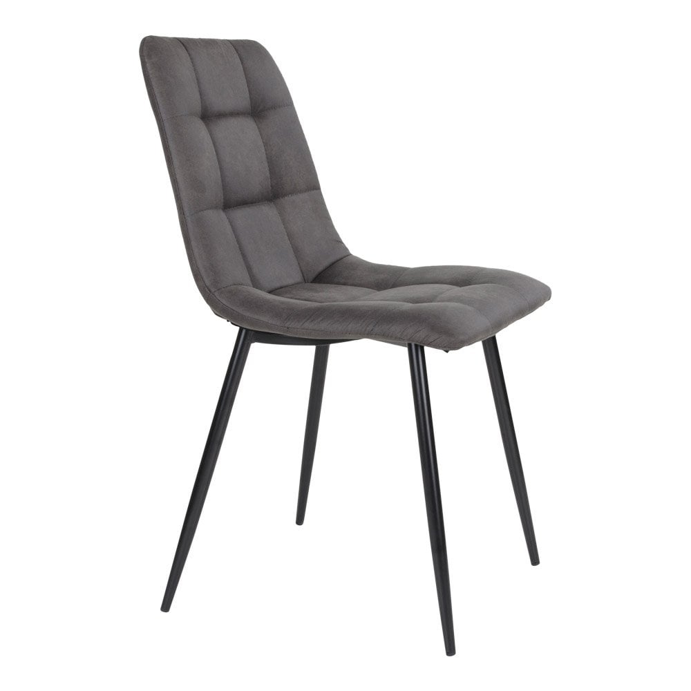 Middelfart Dining Chair - Microfiber, Steel, Grey - Set of 2