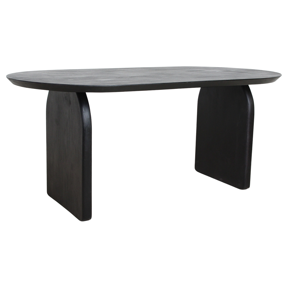 Mango Wood Dining Table - Black Bullnose Design, Closed Chassis