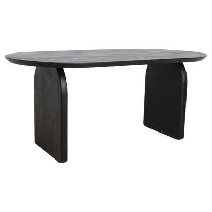 Mango Wood Dining Table - Black Bullnose Design, Closed Chassis