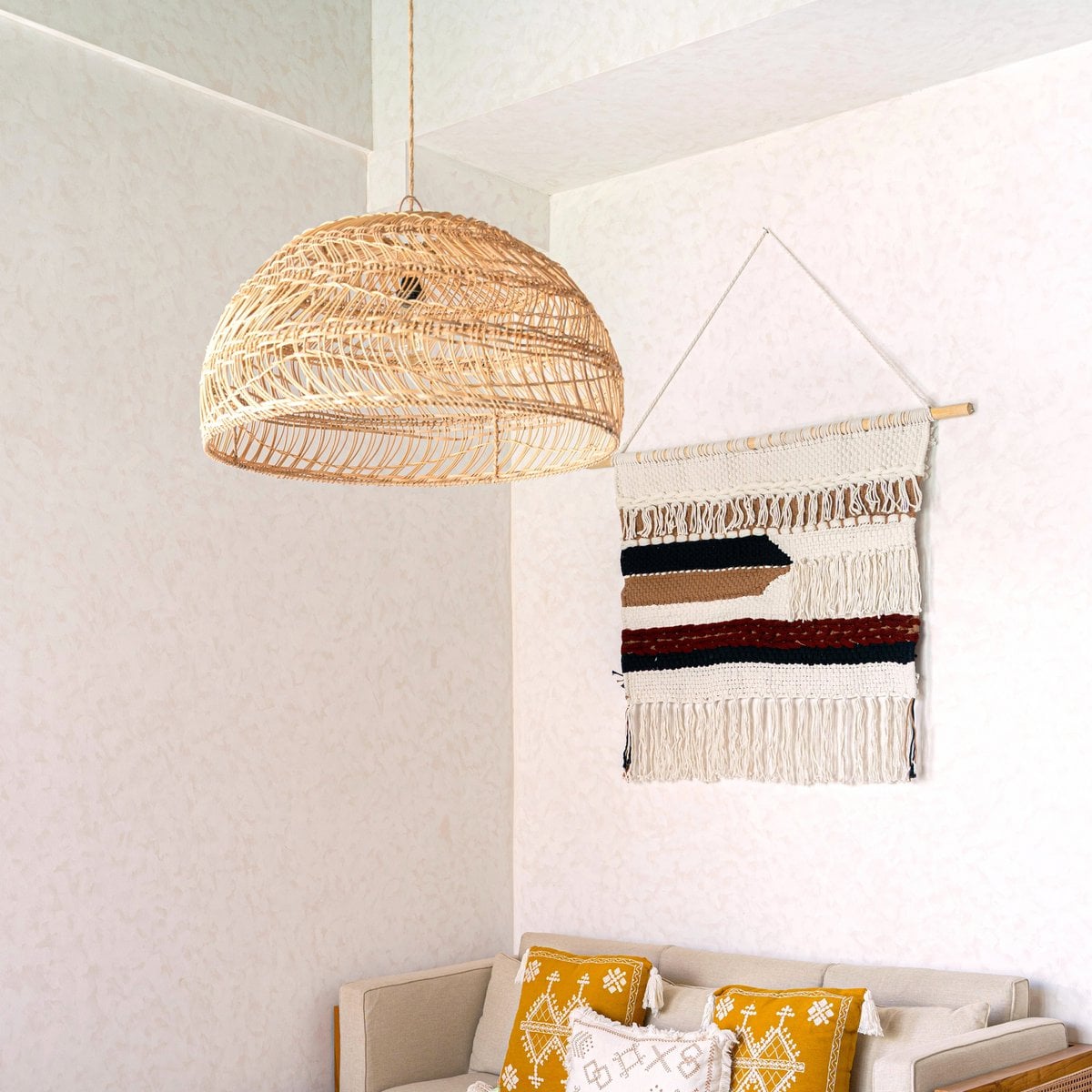 Large Macrame Wall Hanging – Woven Boho Wall Decor – Modern Cotton Wall Hanging Natural Material – Handwoven Wall Decor 120x95 cm UDARA