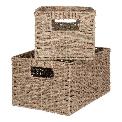 Seagrass Storage Baskets - Natural Woven Baskets, Set of 2