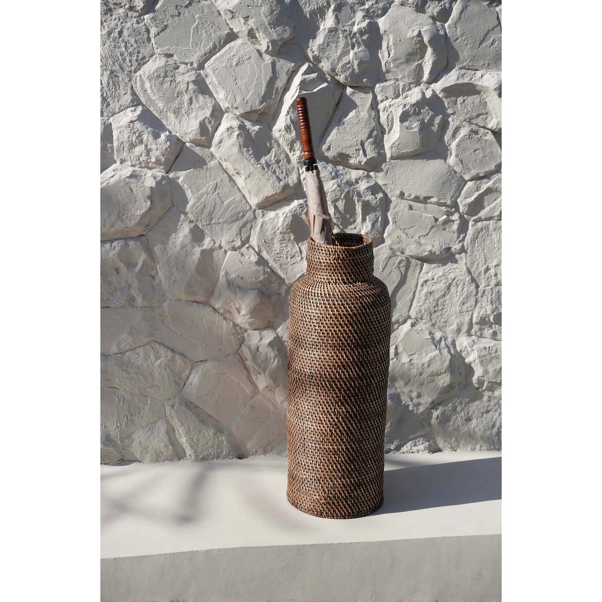 Rattan Umbrella Basket Colonial Style - Natural Brown