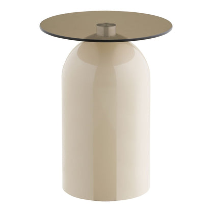 Ravello Side table, tempered glass/metal, grey/beige, ø40x52 cm