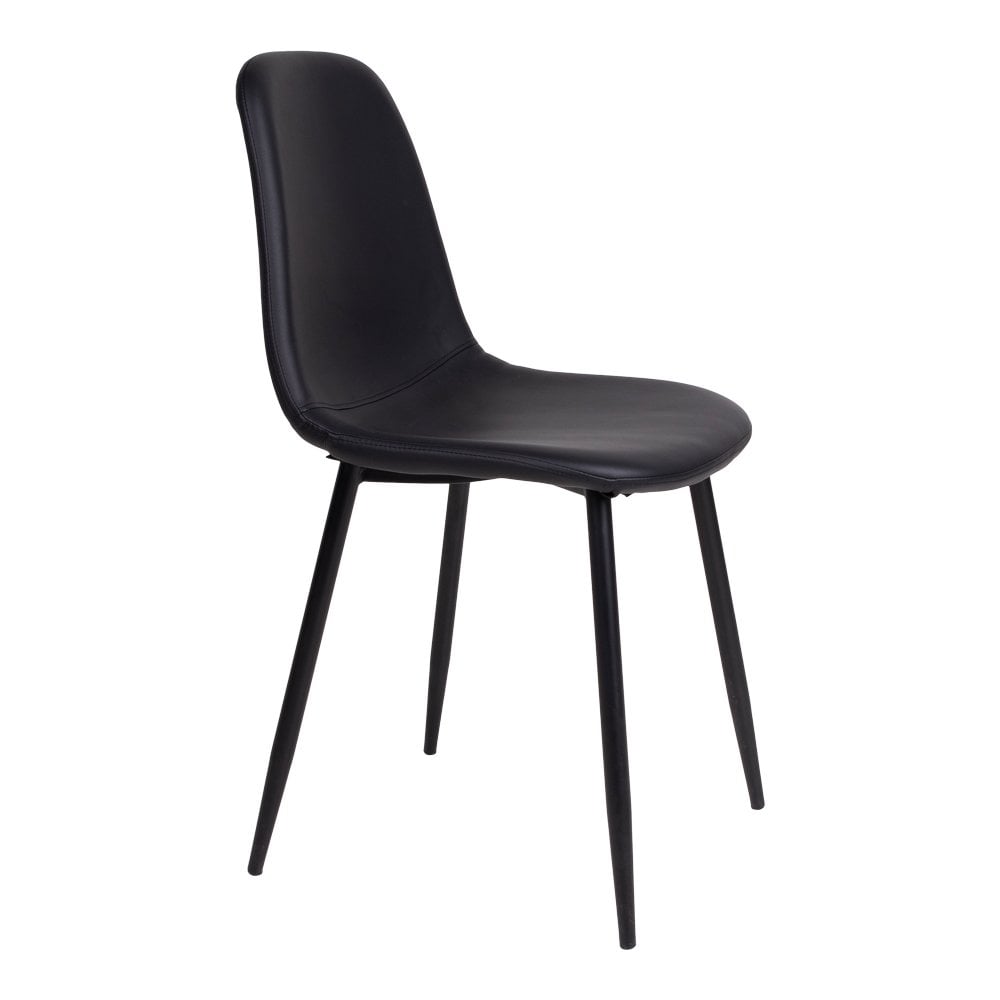 PU Leather Dining Chairs - Black Metal Leg Set of 2