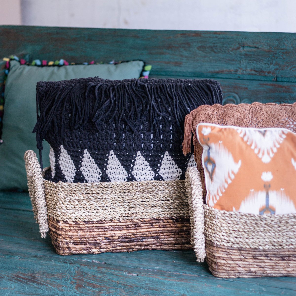 Seagrass Banana Fiber Storage Basket – Handwoven Decorative Basket, 2 Sizes