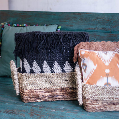 Seagrass Banana Fiber Storage Basket – Handwoven Decorative Basket, 2 Sizes