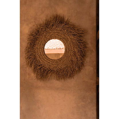 Water Hyacinth Wall Mirror - Natural Woven Round Mirror