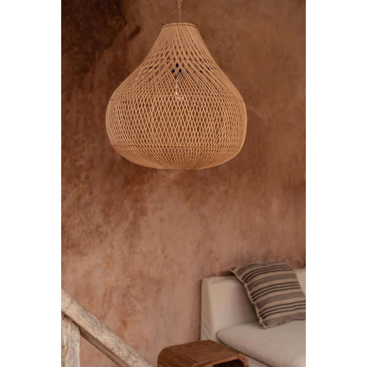 Rattan Pendant Light - Natural Woven Hanging Lamp for Indoors - M