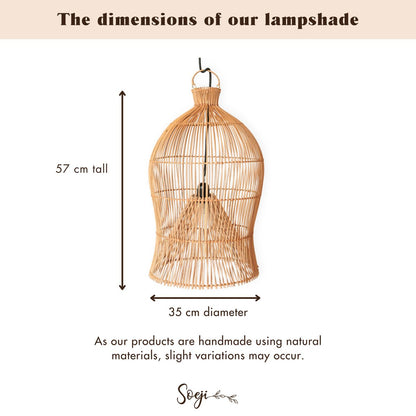 Rattan Lampshade – Boho Pendant Lamp – Ceiling Lamp Hanging – Boho Ceiling Light MAHARA (Ø35 cm)