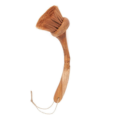 Teak Wood Kitchen Brush - Natural Bristle Cleaning Brush