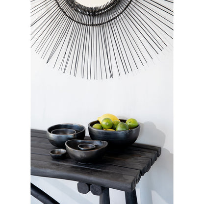 Terracotta Curved Bowls – Black Burned Finish, Set of 3