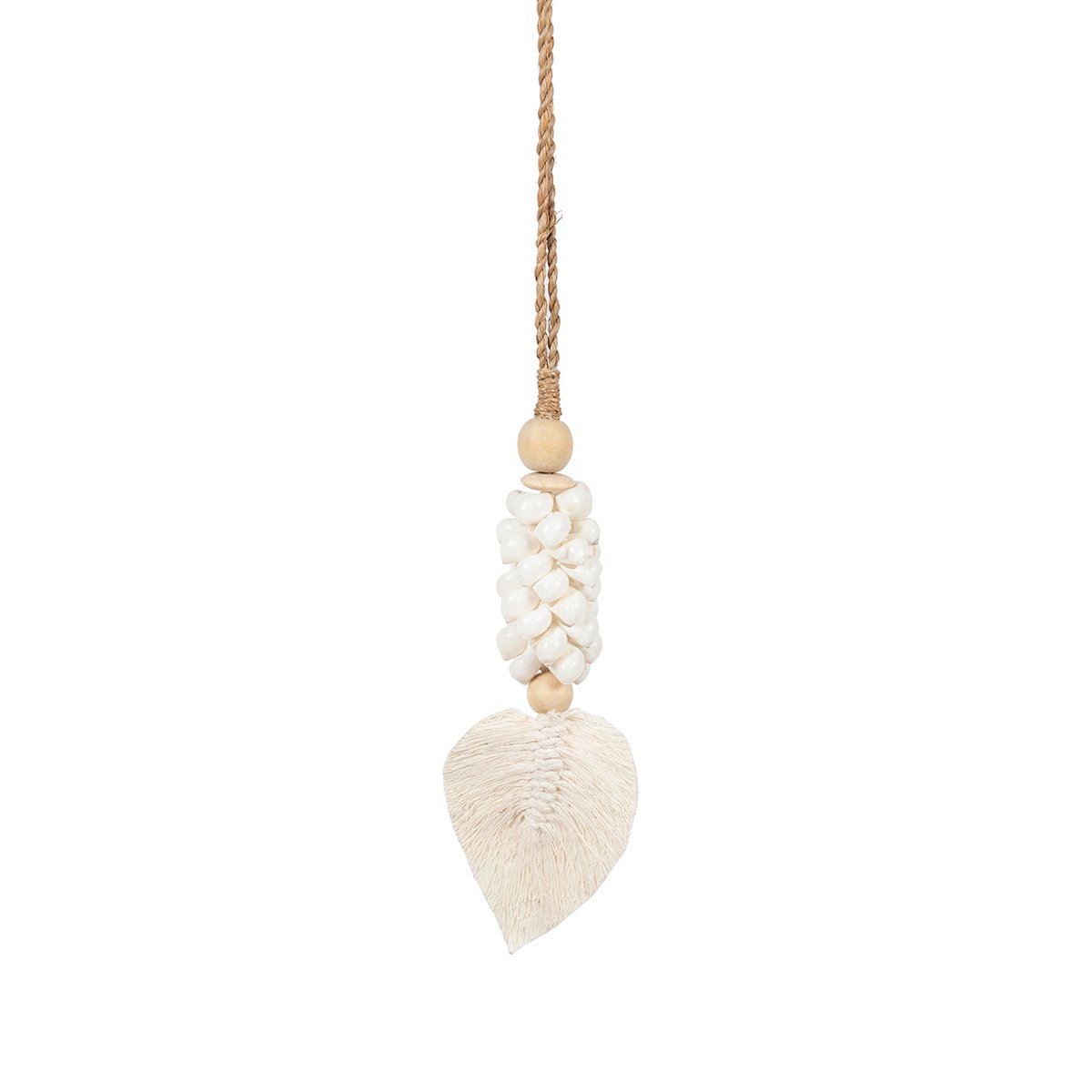 Seashell Tassel Wall Hanging - White Coastal Decor, Handmade in Bali