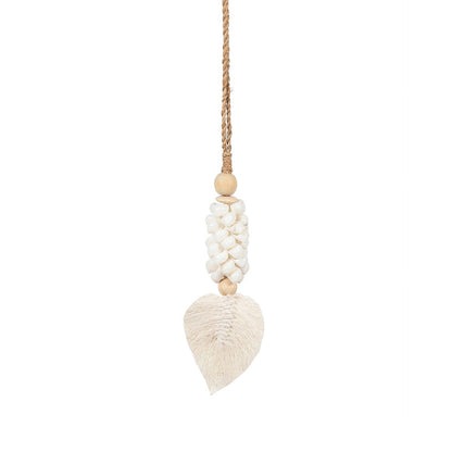 Seashell Tassel Wall Hanging - White Coastal Decor, Handmade in Bali