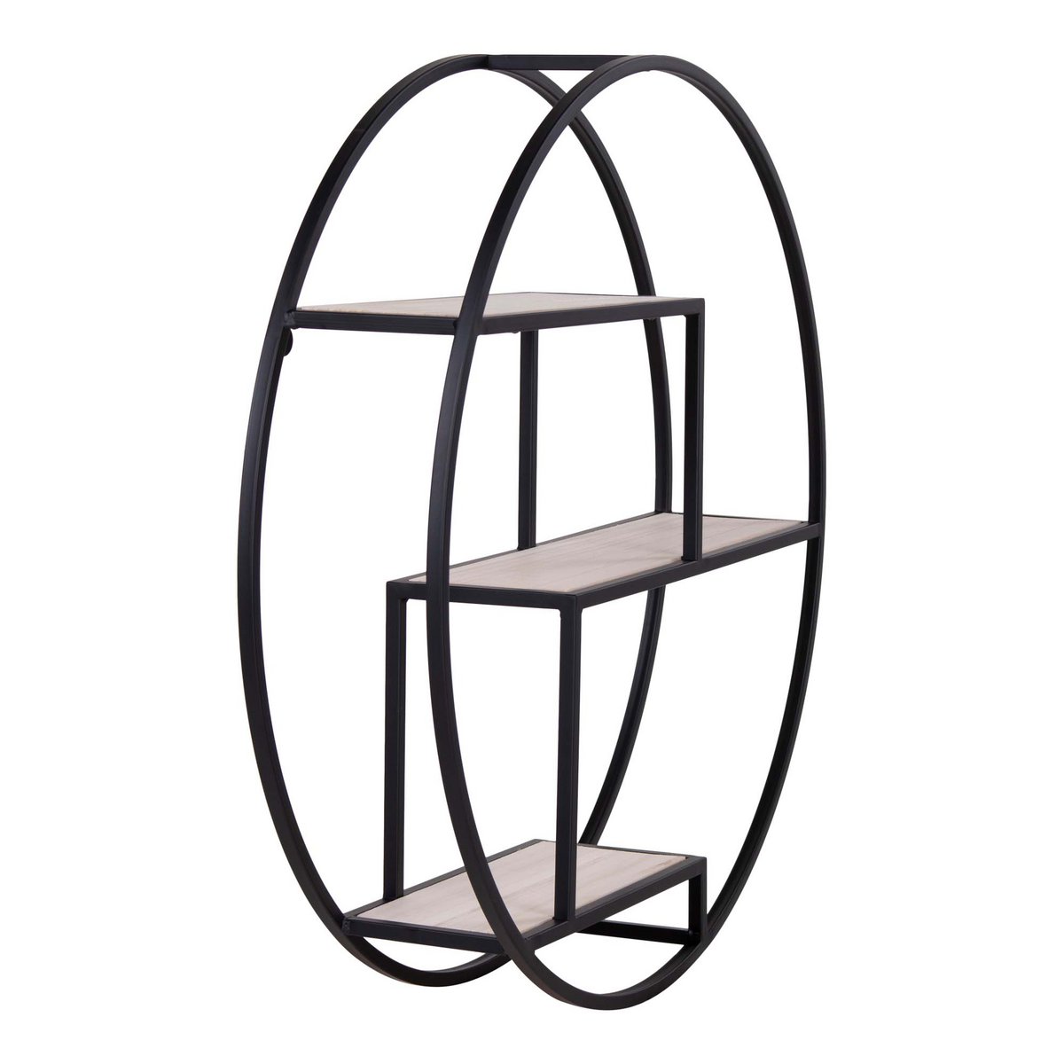 Steel and Wood Shelf - Black & Natural Rotterdam Display, 62cm