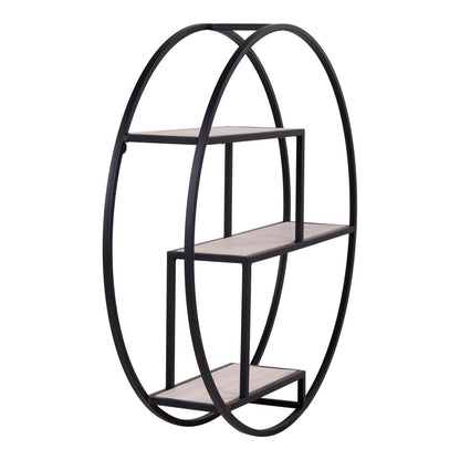 Steel and Wood Shelf - Black & Natural Rotterdam Display, 62cm