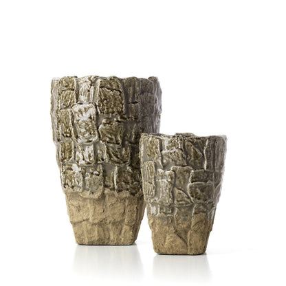 Stone Texture Vase – Large Grey Concrete-Look Decorative Vase