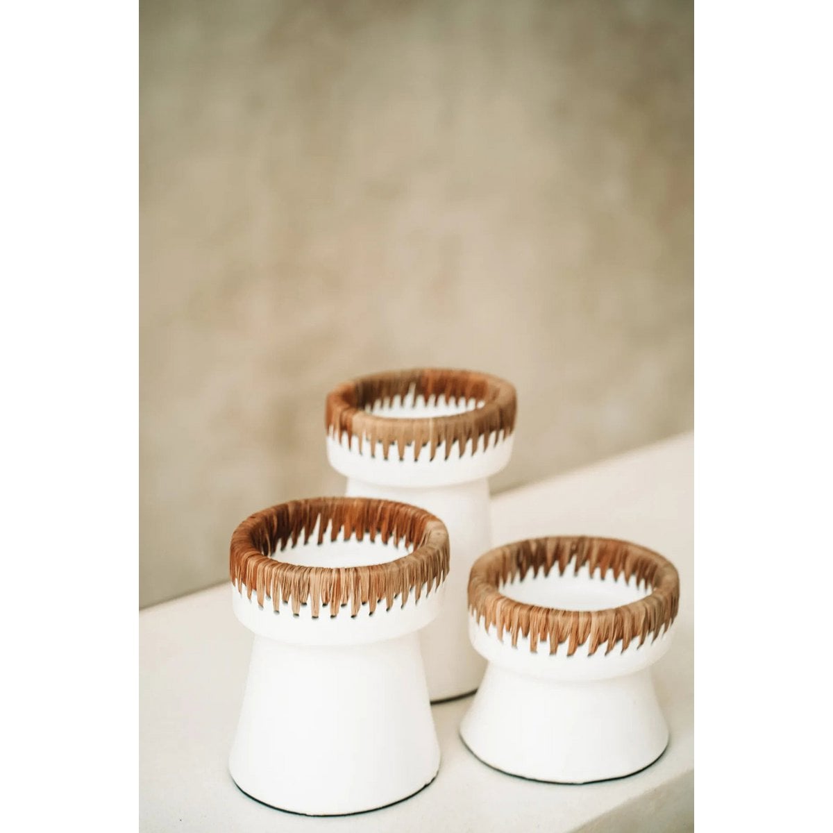 Natural Tea Light Candle Holder – White, Small Pretty Candle Holder