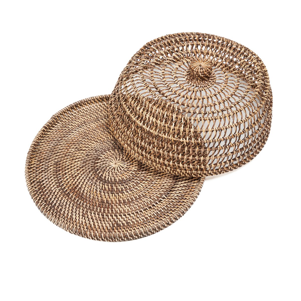 Rattan Food Cover – Large Handwoven Dome, Natural Brown