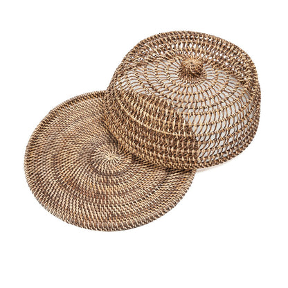 Rattan Food Cover – Large Handwoven Dome, Natural Brown