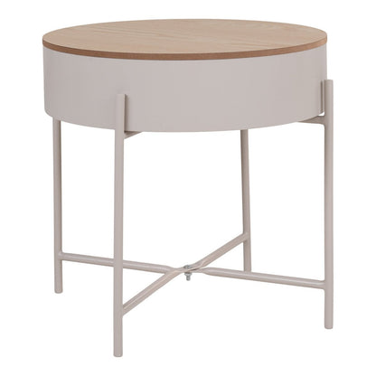 Steel Side Table - Beige Modern Accent Table, 40x40 cm