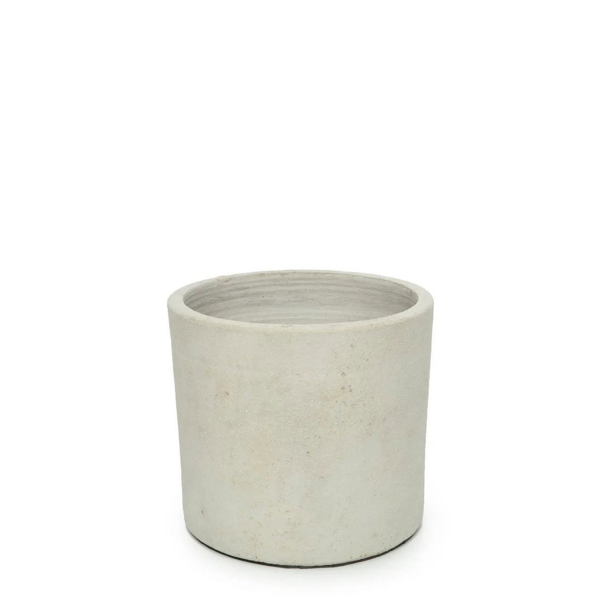 Terracotta Planter with Teak – Concrete Natural Low Planter, Small