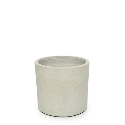 Terracotta Planter with Teak – Concrete Natural Low Planter, Small