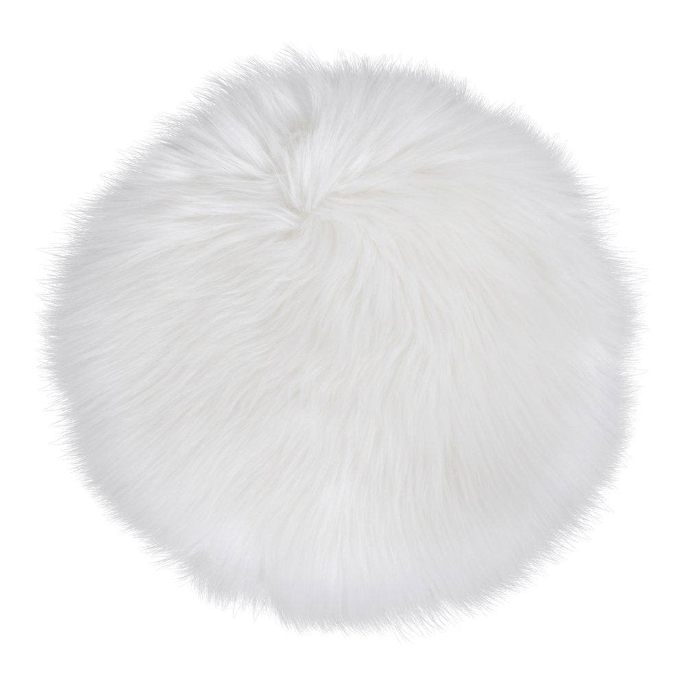 Lambskin Seat Artificial - White, Polyester, 35x35x6.5 cm