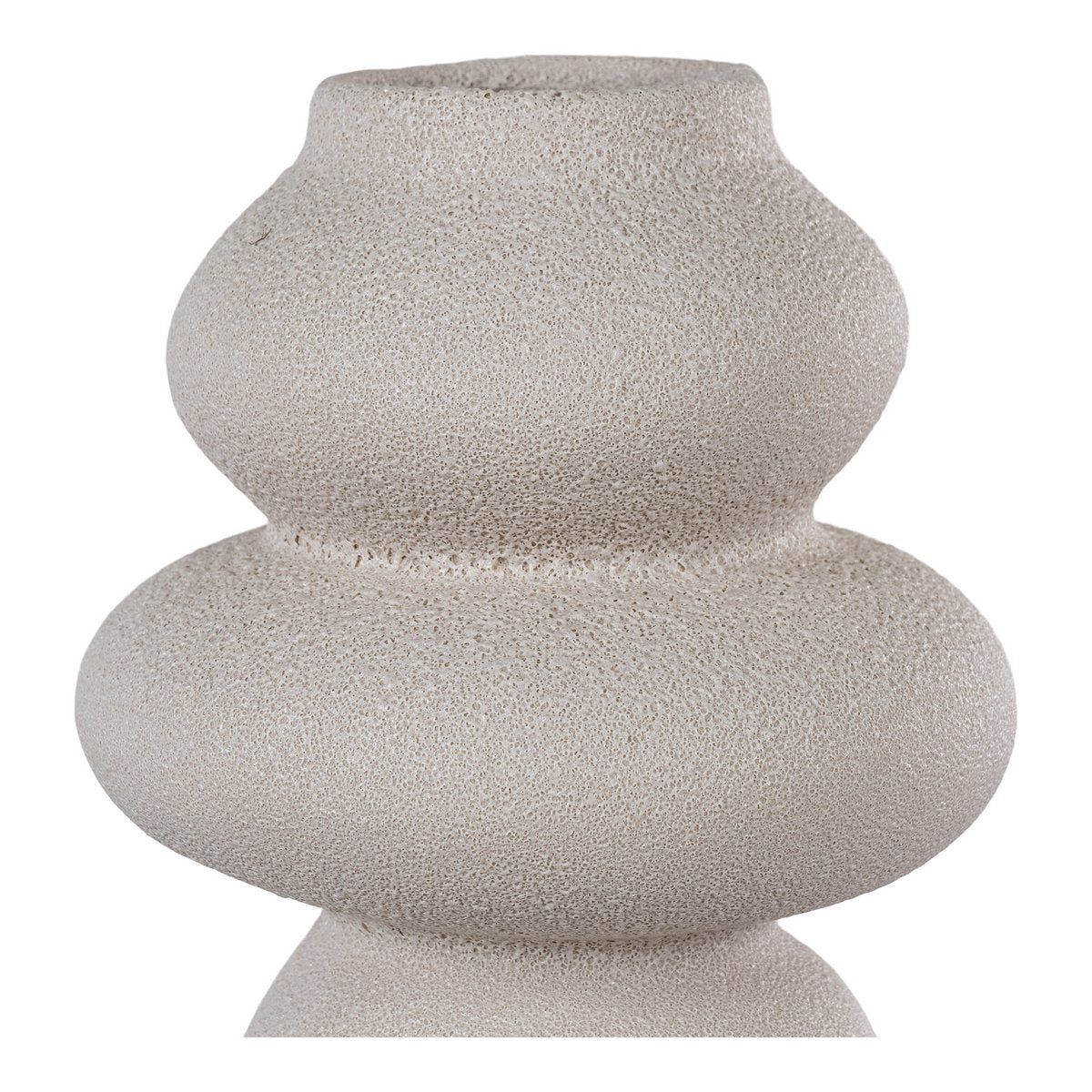 Stoneware Vase - Beige Sculptural Vase, 26.5 cm Tall