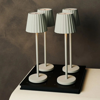 Maya Shadow Grey Ribbed Table Lamp | 3 Light Modes & Rechargeable via Charging Station