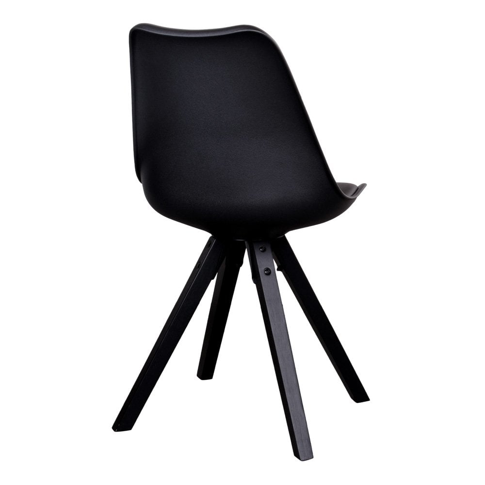 Bergen Dining Chair - PU Leather, Moulded Plastic, Rubberwood, Black - Set of 2