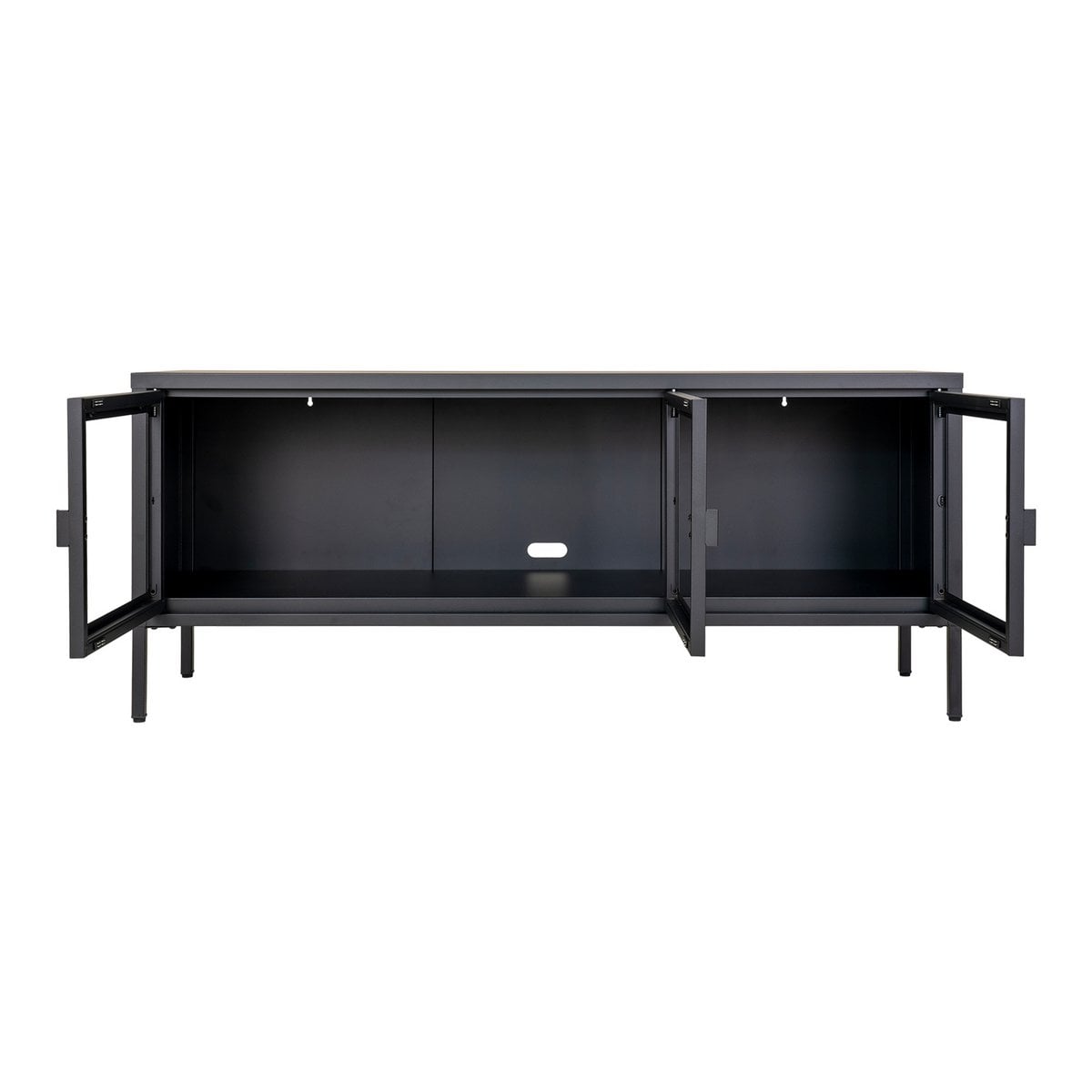 Brisbane TV-Bench - Black, Steel/Glass, 130x40x55 cm