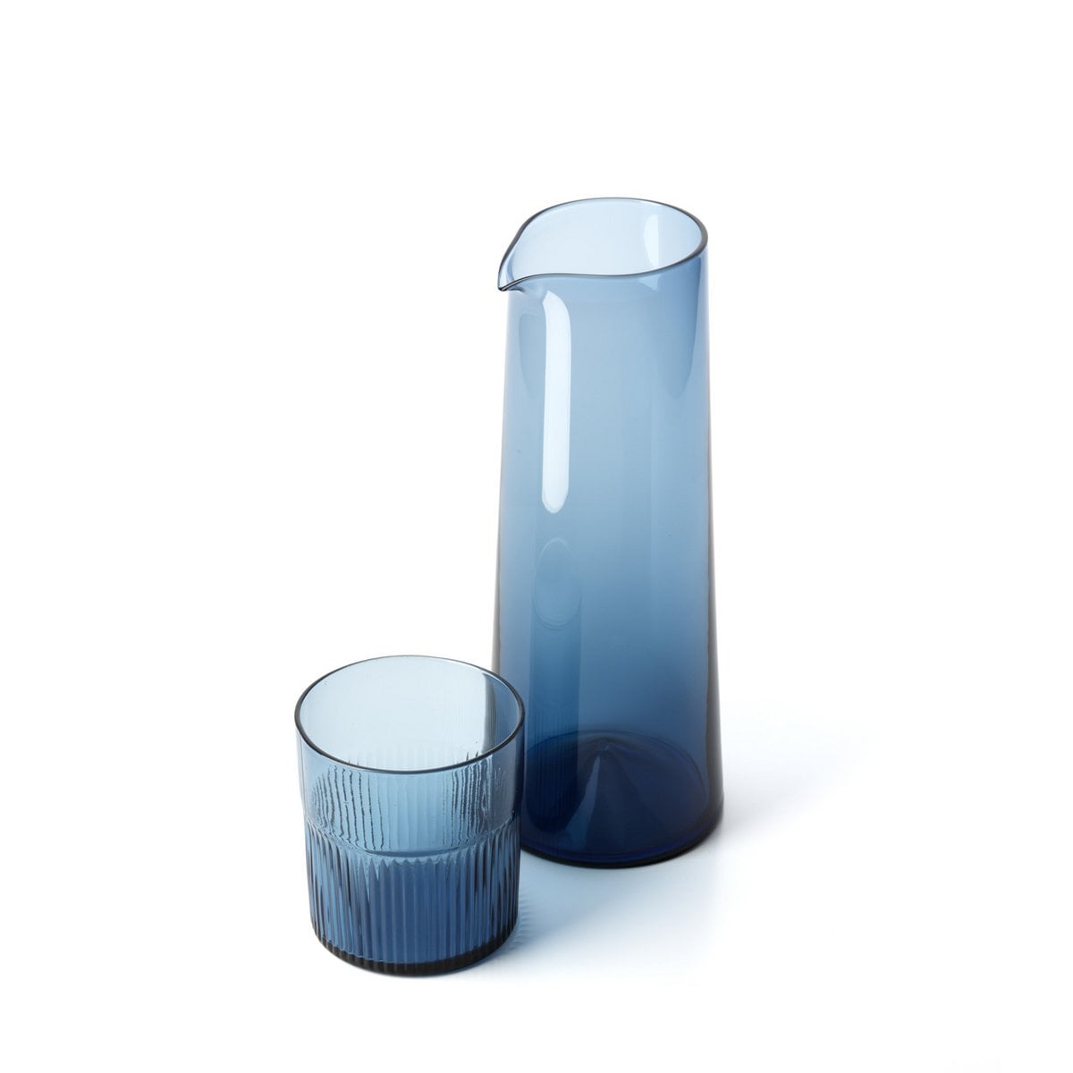 Recycled Glass Carafe - Blue Water Pitcher for Sustainable Living